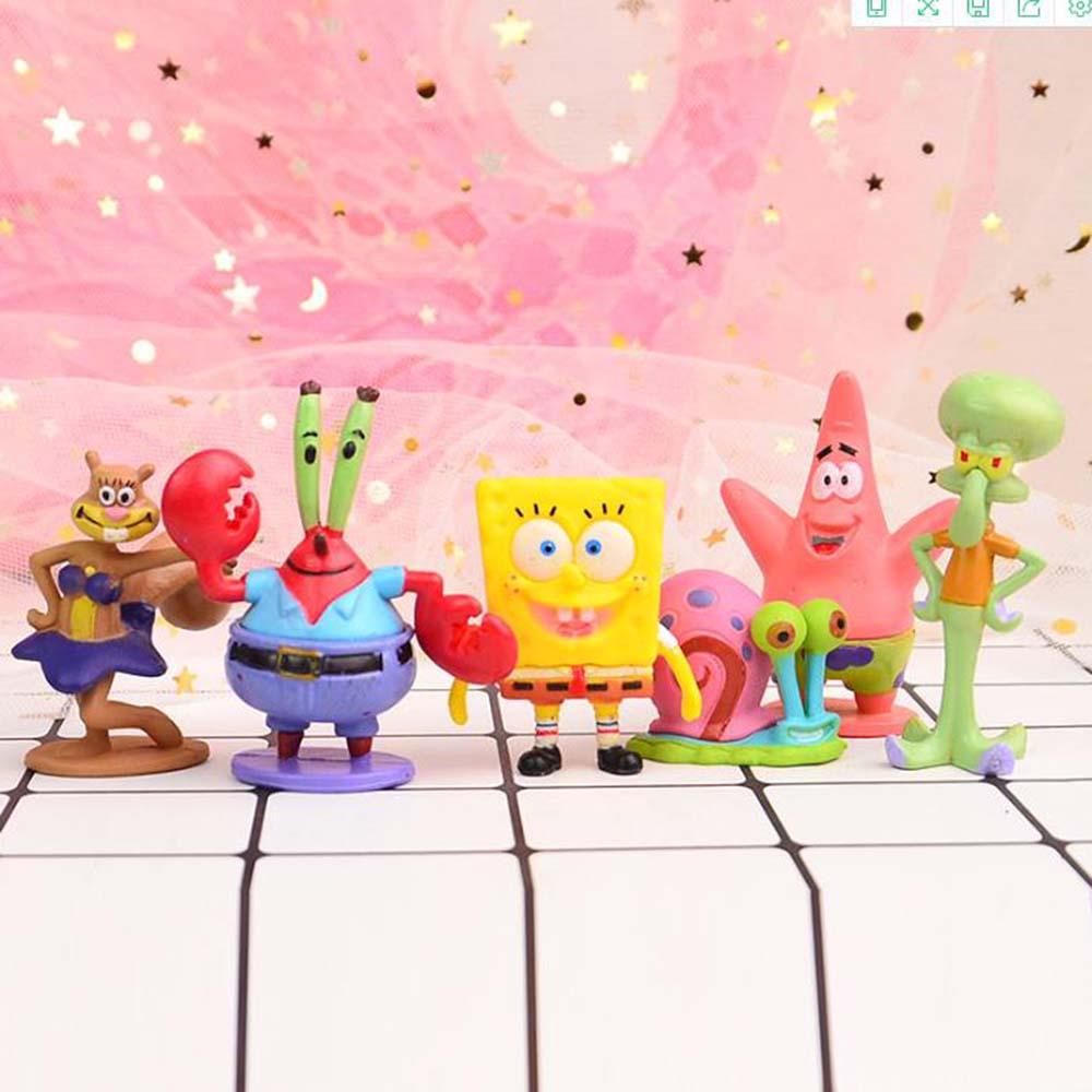 AUGUSTINA STAR COLLECTION Action Figurine Patung Lucu Kartun Patrick Star Model Koleksi Dekorasi Desktop Bos Kepiting Spons Squidward SpongeBob