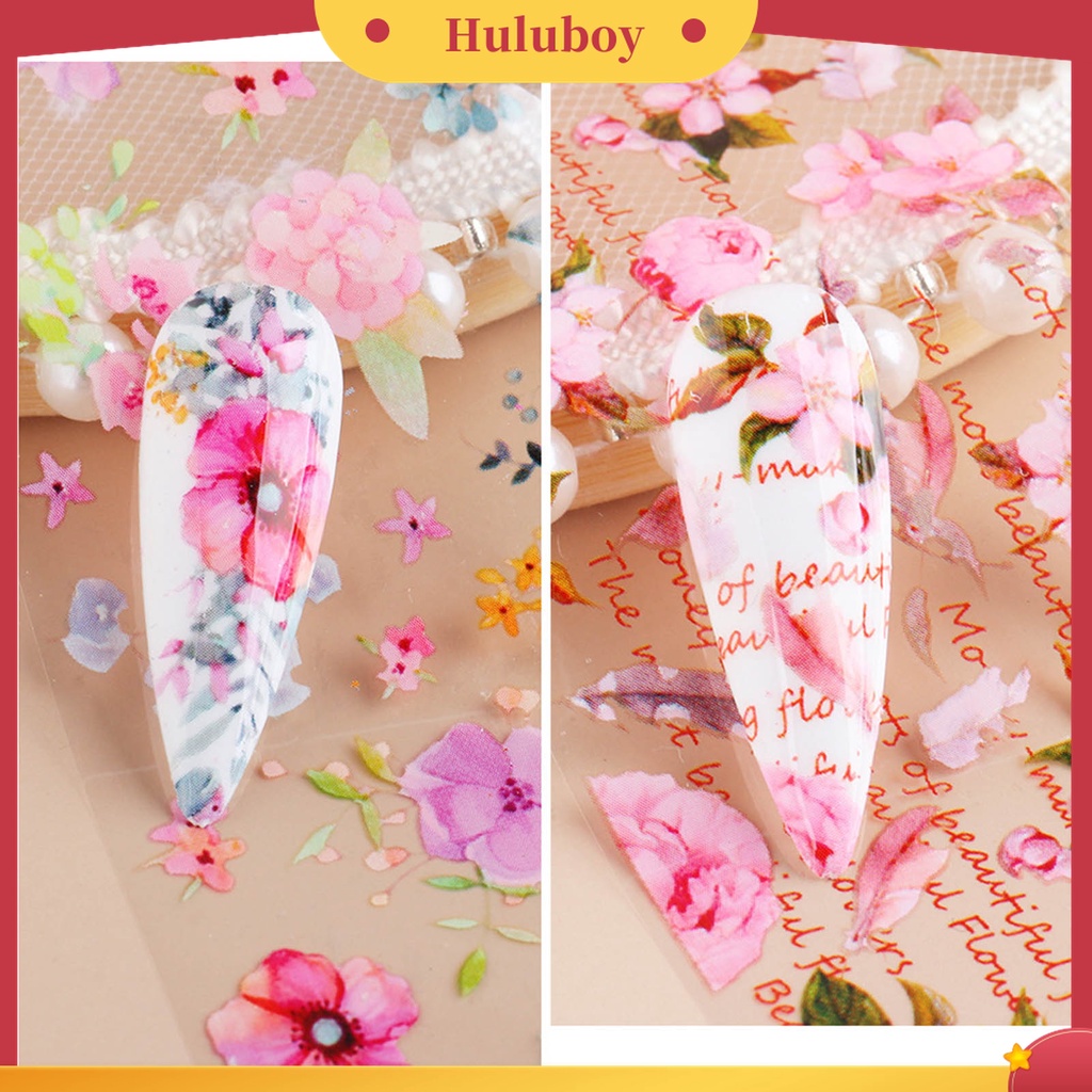 Huluboy Huluboy♡ 10 Pcs / Set Stiker Kuku Foils 3D Efek Daun Maple Warna-Warni Untuk Manicure