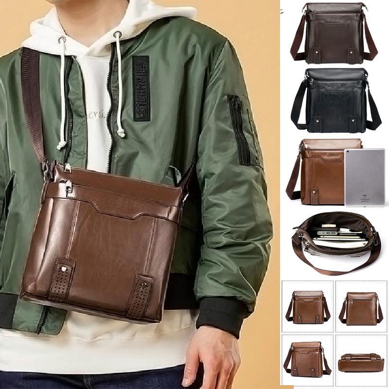 Rhodey Tas Selempang pria kulit Import Premium kerja kantor bisnis Crossbody Tas selempang pria elegant untuk bisnis kantoran ke kantor  tas kulit cowok cowo  Selempang Handbag Shoulder Bag Crossbody tas kurir korea model style