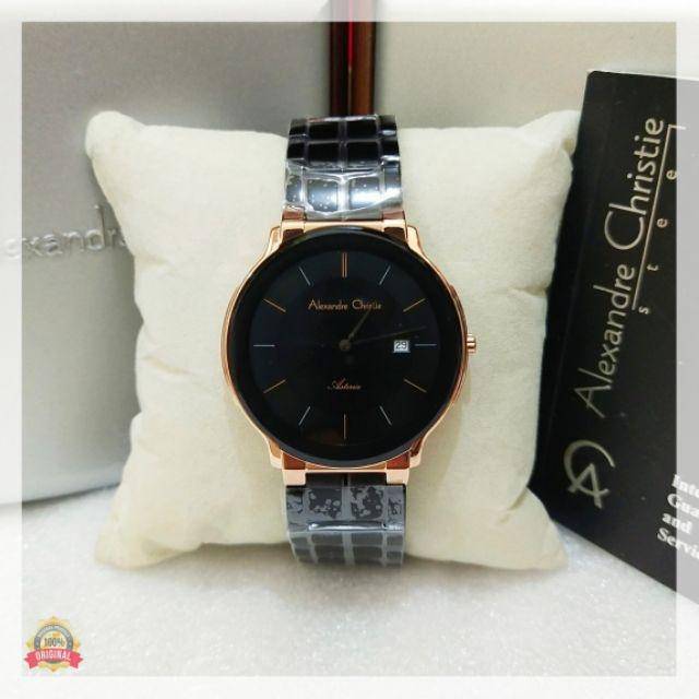 Jam Tangan Pria Alexandre Christie AC 8615 Black Rosegold Original