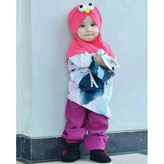 SD - JILBAB ANAK ELMO INSTANT HIJAB JILBAB KHIMAR INSTANT BERGO KERUDUNG BAHAN JERSEY ADEM 0-3 TAHUN