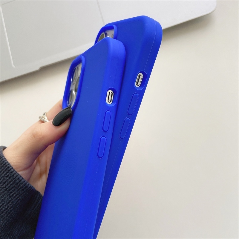 Sapphire Casing Silikon IPhone 13 12 11 Pro X XS MAX XR 6 6S 7 8 Plus 12 13 Mini Shockproof Aksen Safir Biru