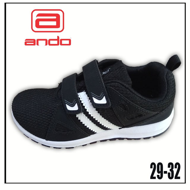 SALE Cuci Gudang Ando Renata 29-32 Hitam Putih Velcro / Sepatu Sekolah Anak Perempuan TK Paud SD