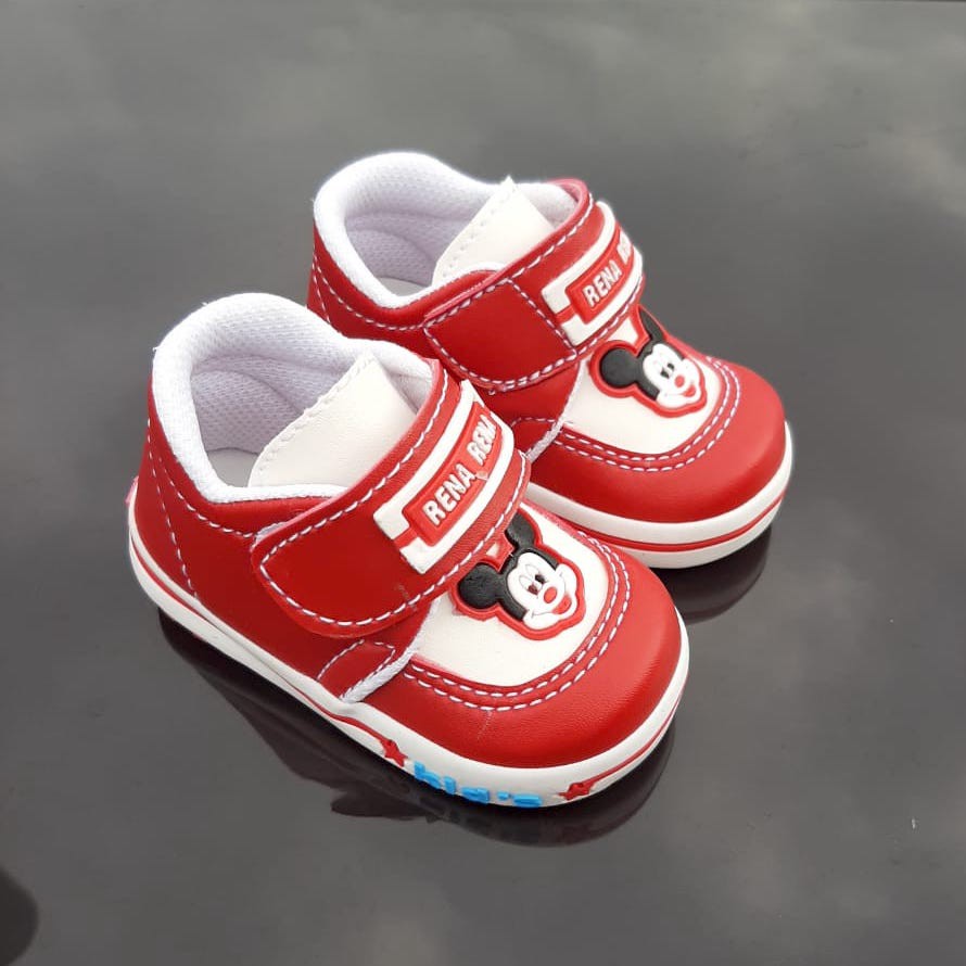 TOKOERS SNP08 Sepatu Sneaker Anak Perempuan Laki laki Micky Mouse Sol Karet bunyi cit Umur 1 2 3 thn