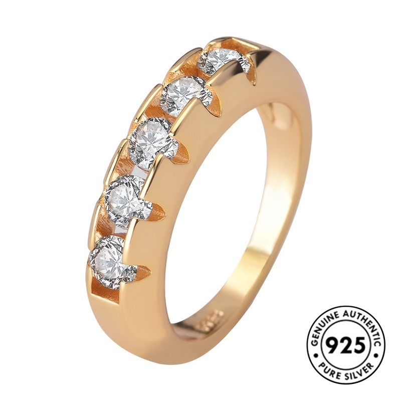 Cincin S925 Silver 18k Gold Moissanite