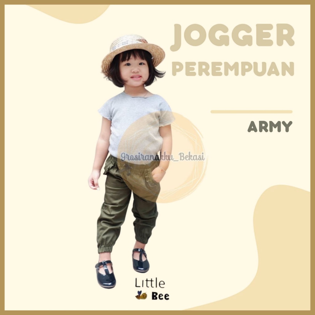 Jogger Anak Perempuan Warna Hijau Army size 1-5Tahun