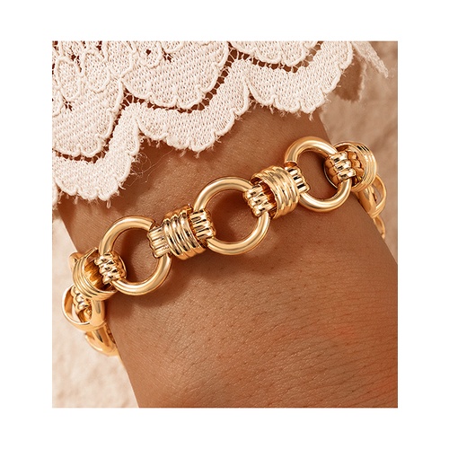 LRC Gelang Tangan Fashion Golden Thick Chain Ring Bracelet V81354