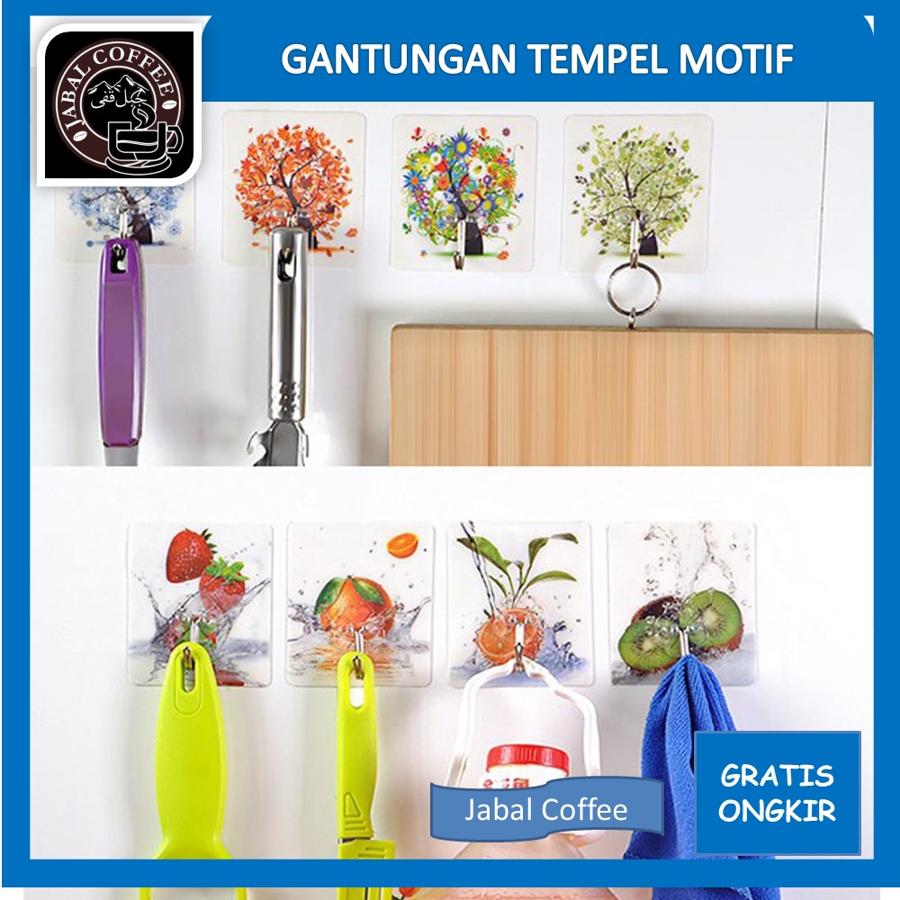 Gantungan Dapur Serbaguna / Gantungan Tempel Hook Motif / Gantungan Magic Ajaib Kamar Mandi