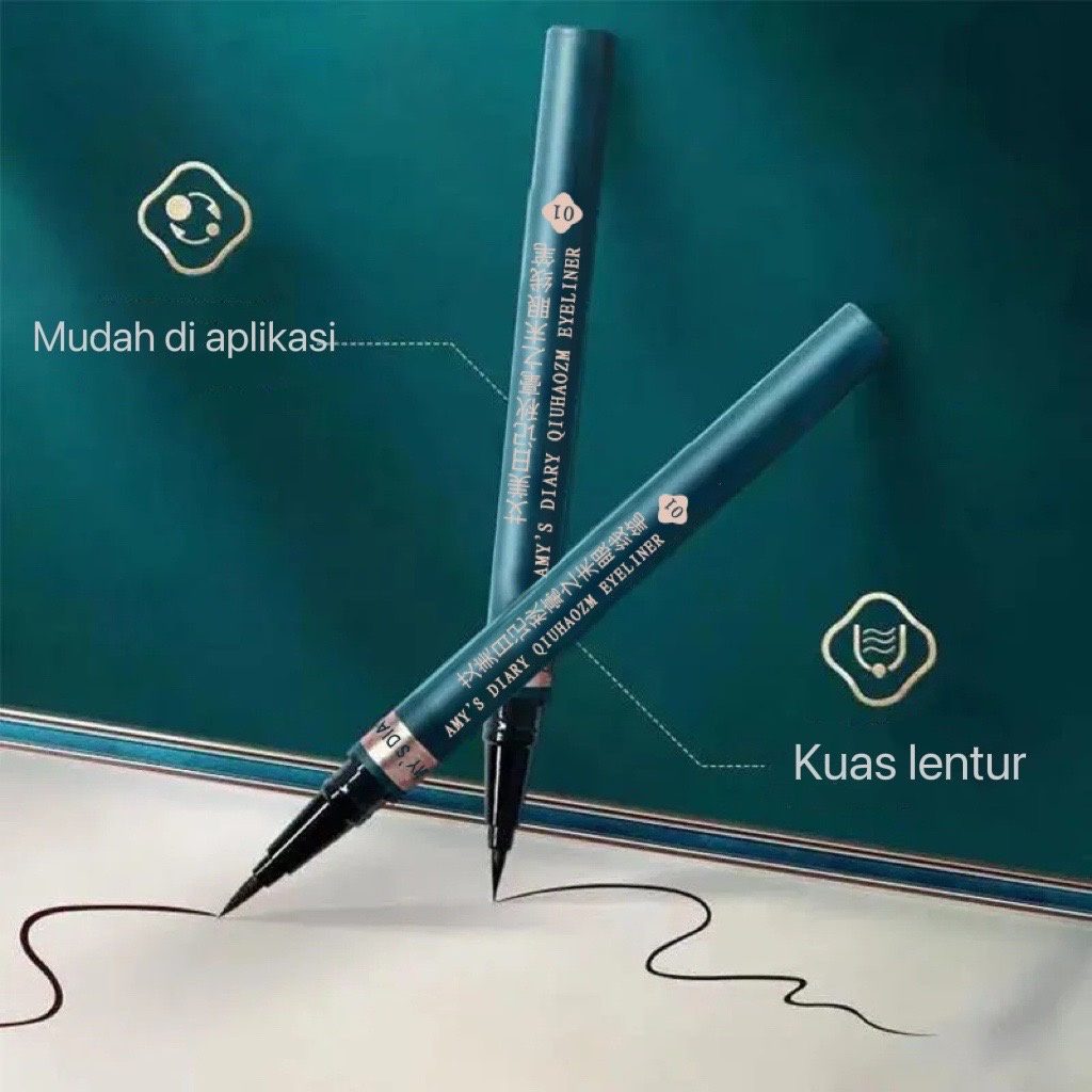Eyeliner Amy's Diary Waterproof Liquid Pen smooth color rendering mild formula 100% ORIGINAL