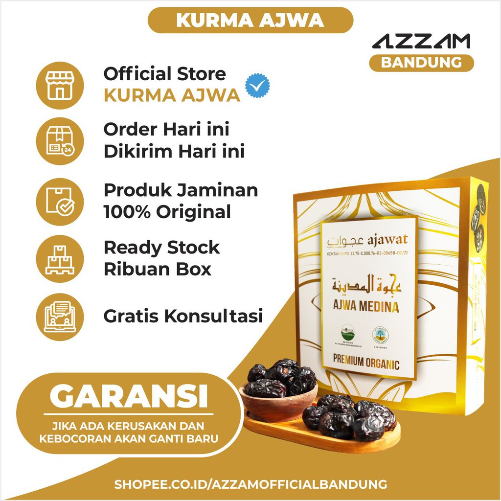 

Kurma Ajwa Medina Ajawat Premium Organik 1 Kg Sertifikat KEMENTAN