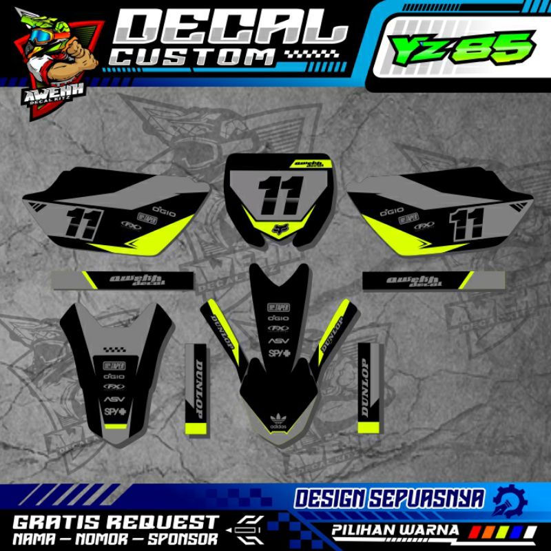 DECAL STIKER YZ 85 NEW BEBEK STANDAR SILVER STABILO