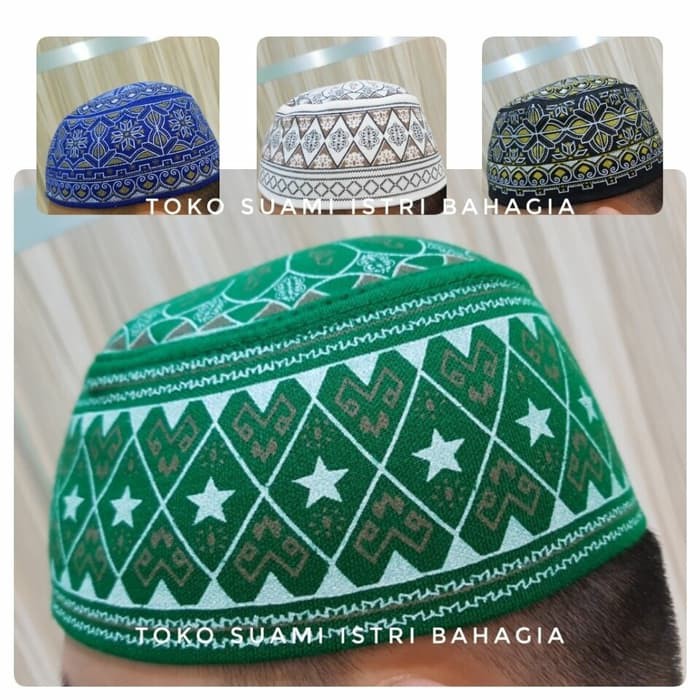 Peci Motif Premium   Kopiah Motif Premium   Hijau Tua