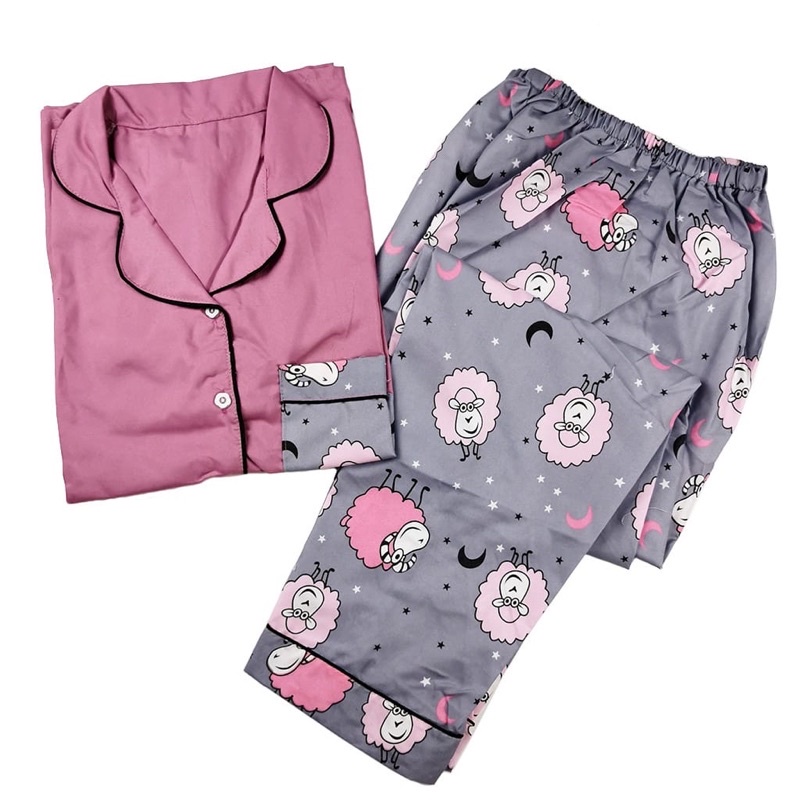 PIYAMA DEWASA CP  MOTIF   piyama wanita baju tidur-Domba combi