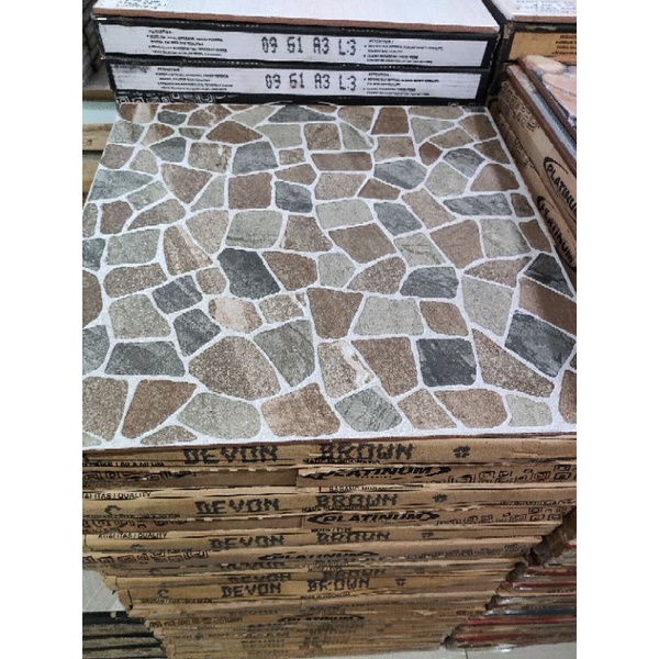 Jual Keramik Lantai Motif Batu Platinum Devin Brown X Kw Indonesia Shopee Indonesia