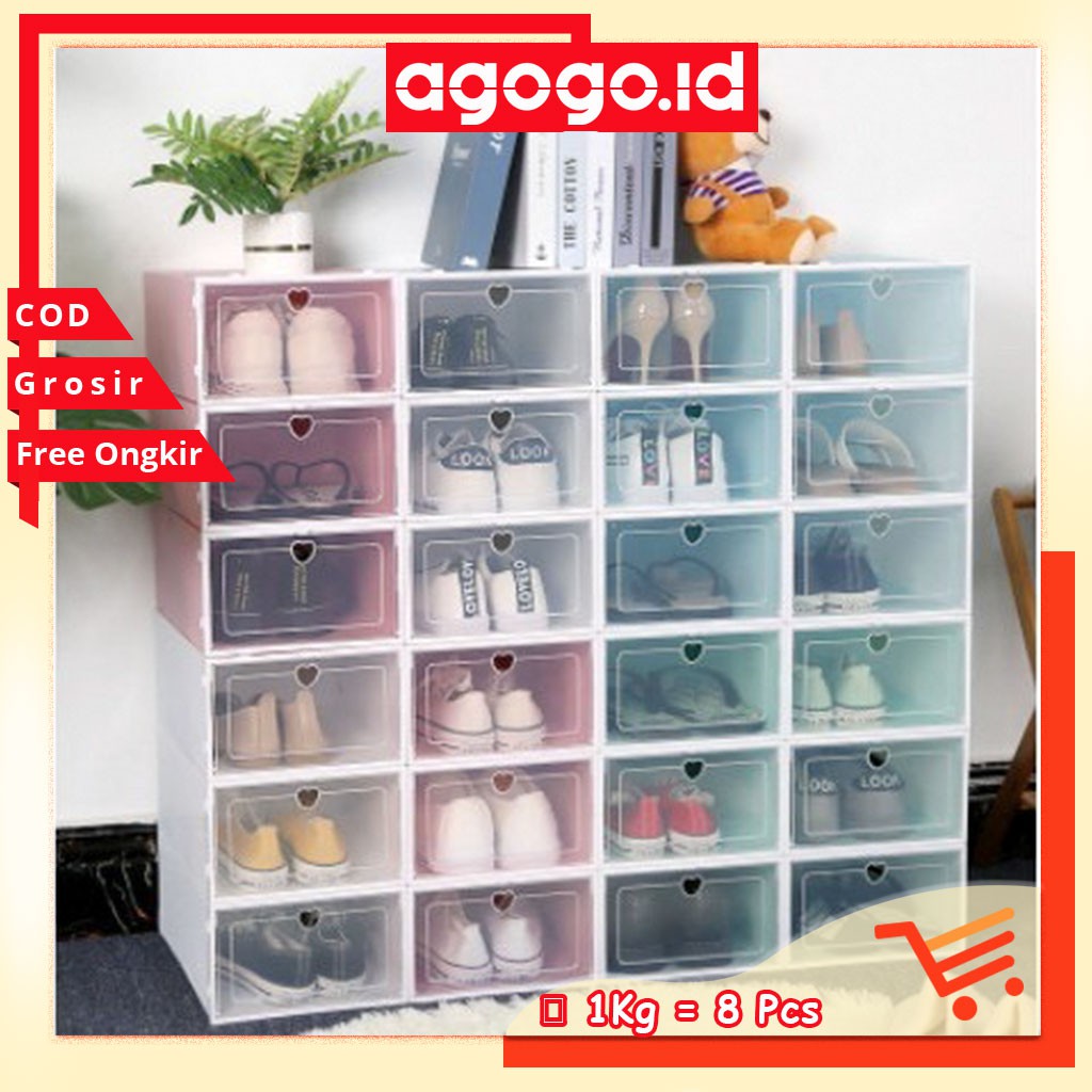 AGG-238 Kotak Sepatu Transparan Tebal Serbaguna Shoes Box Tempat Penyimpanan Sandal