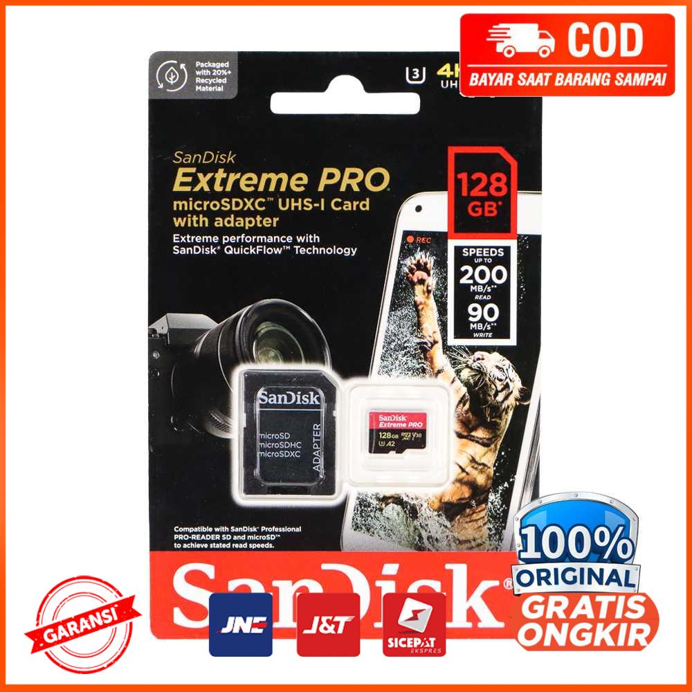 Sandisk MicroSDXC Extreme Pro V30 A2 U3 4K 200MBs - 128GB - D-128G