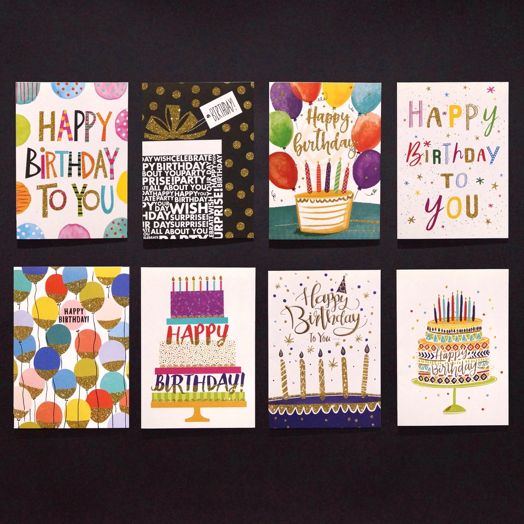 Fancy Greeting Card Happy Birthday Glitter Art Horizontal (Kartu Ucapan)