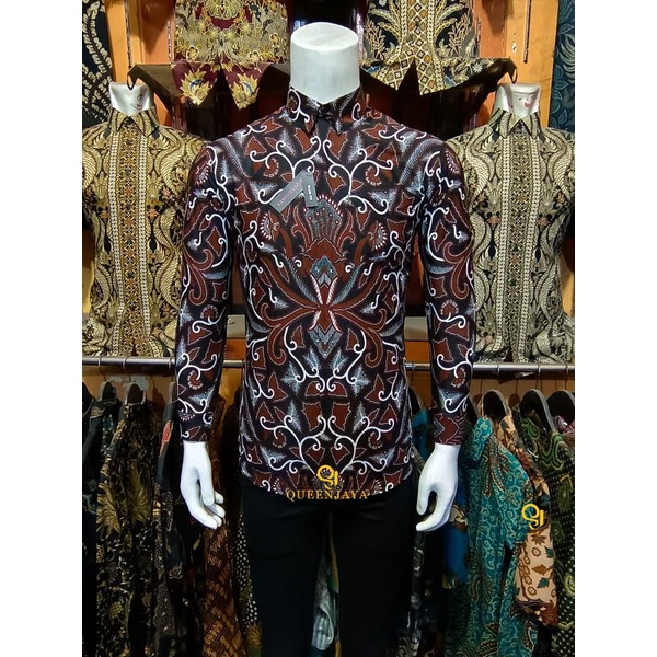 Baju batik slimfit kemeja pria lengan panjang