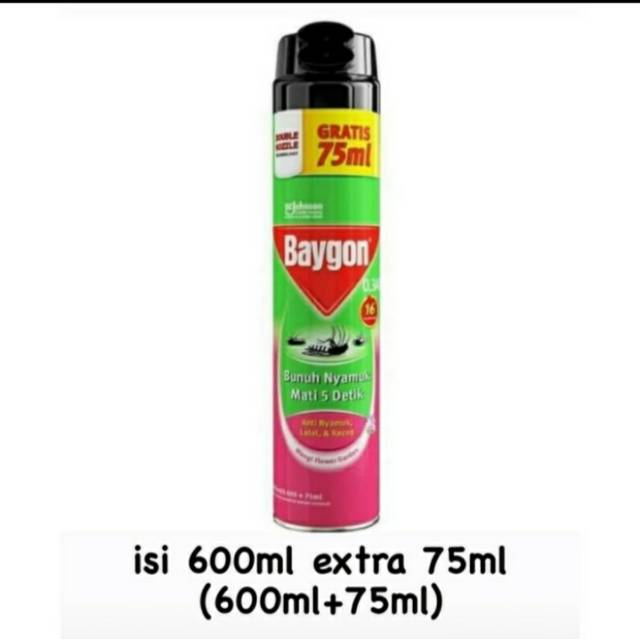 Baygon Aerosol Flower Garden 600ml + Extra 75ml