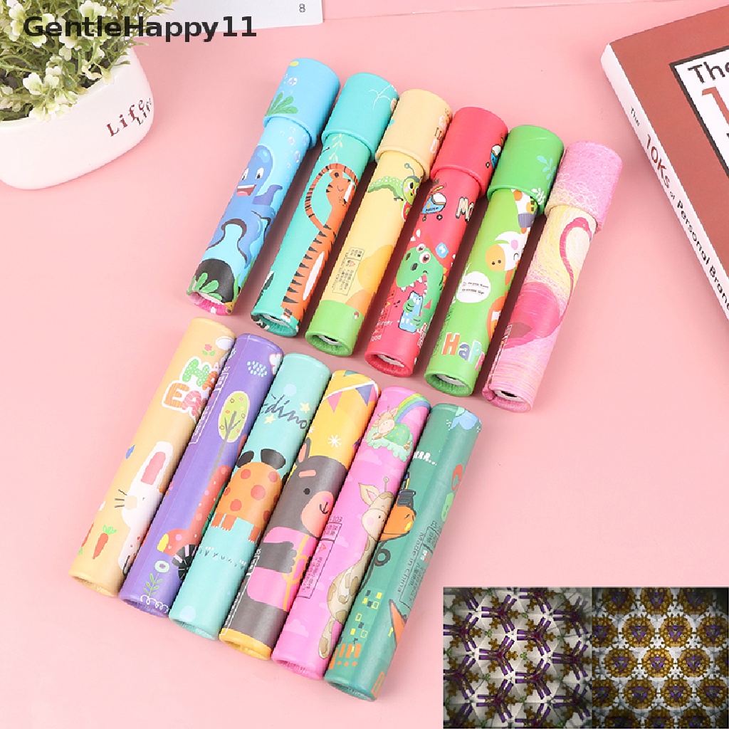 Gentlehappy 1Pc Mainan Edukasi Kaleidoskop Putar Motif Kartun Untuk Anak