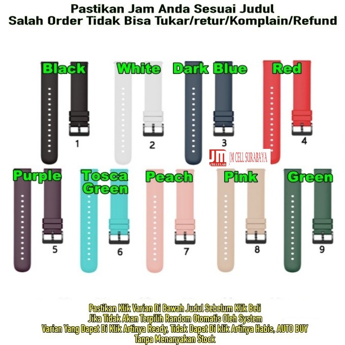P20Q Watch Strap Huami Amazfit Neo / GTS 2 - Tali Jam Tangan 20mm Silikon Rubber Polos