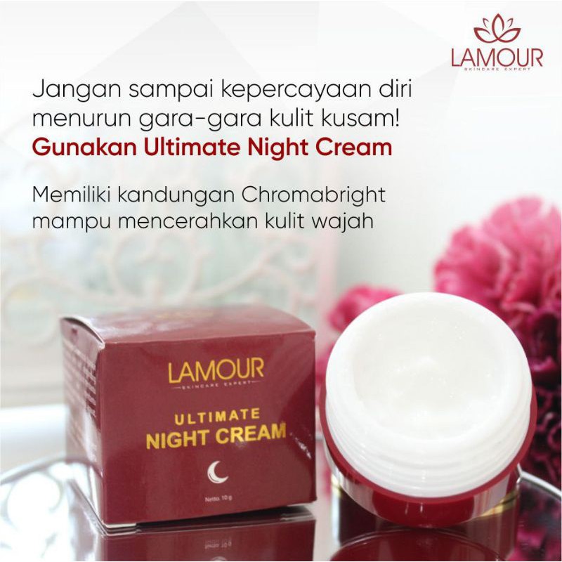 KRIM MALAM NIGHT CREAM LAMOUR PELEMBAB PEMUTIH PENCERAH WAJAH AMAN BUMIL BUSUI BPOM HALAL SKINCARE RUTIN HARIAN-2