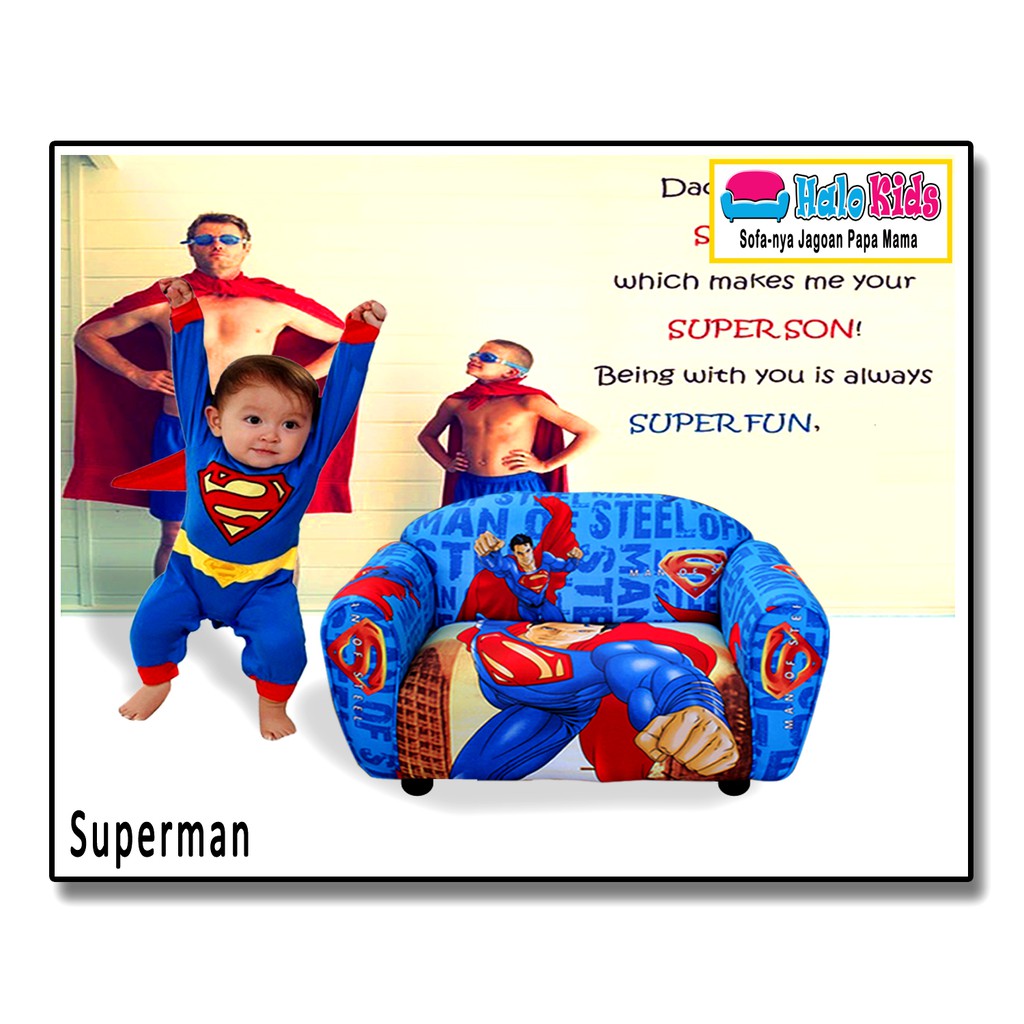 HADIAH ANAK | SOFA HALO KIDS - MOTIF SUPERMAN | SOFA ANAK | KURSI BAYI | MAINAN BUKAN SOFA ODONG2