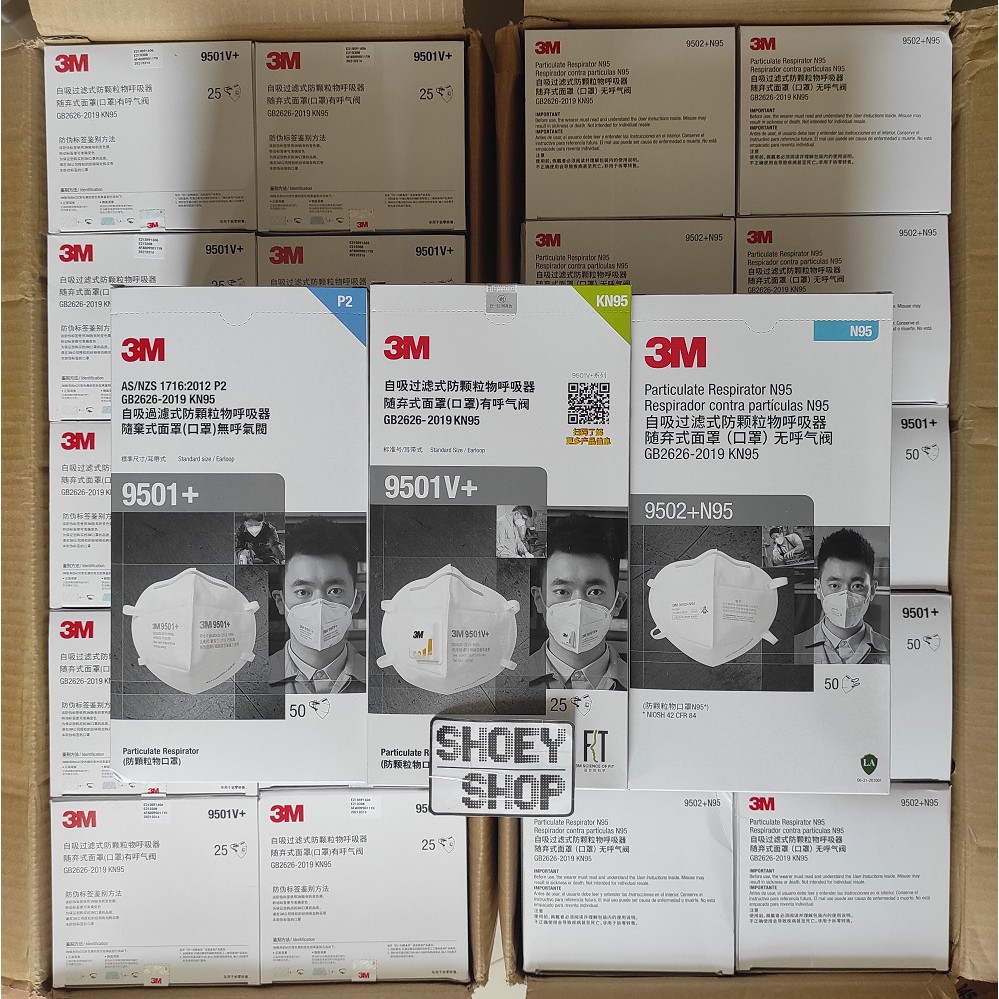 Masker 3M 9501+ 9502+ KN95 Original 100% Masker Medis Hijab Per Bag isi 50Pcs 9501v 9502v 9001v 9105