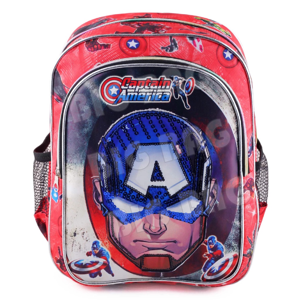 Tas Anak Laki Laki Karakter ULTRAMEN / CAPT AMERICA EXTRA - THE FORBIDDEN - RANSEL LED + BOTOL Minum