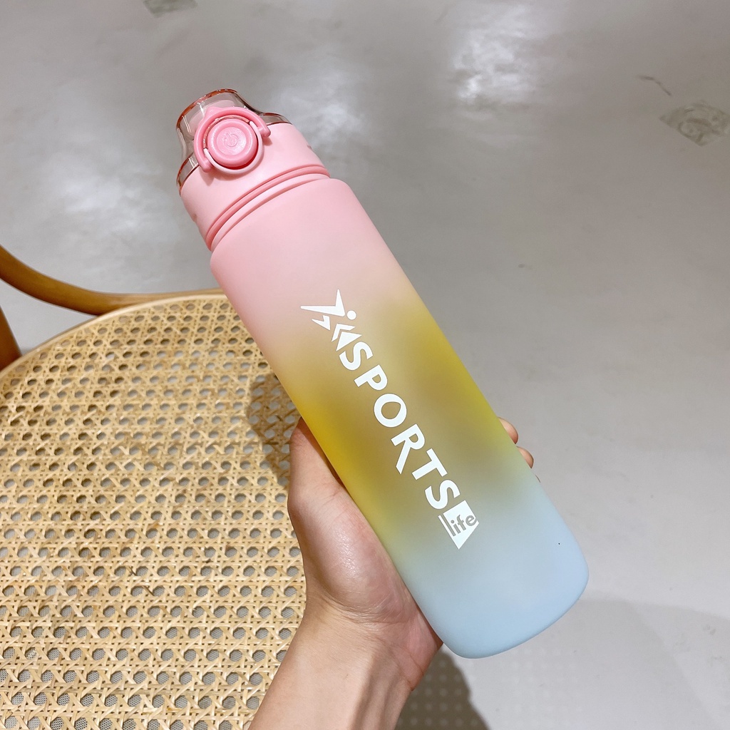 Botol Minum Motivasi 1 liter Tutup Flip Drink Reminder Botol Minum Tumbler Olahraga Sport Unik 1 liter-Pink
