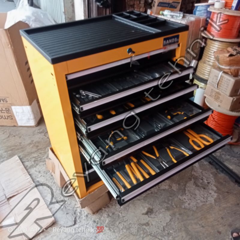 Kunci Set 221 Pcs Tool Box Kabinet 7 Susun Lengkap Alat Perkakas Kunci