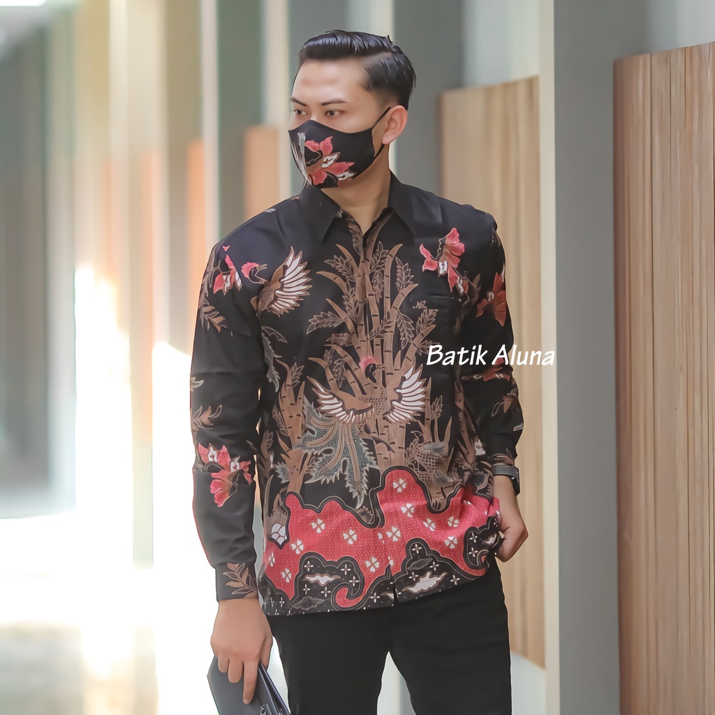 KEMEJA BATIK PRIA PREMIUM LENGAN PANJANG REGULAR BATIK ALUNA PCW 021