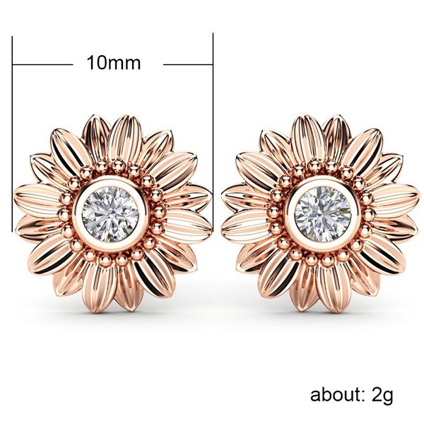 Anting Stud Desain Bunga Matahari Chrysanthemum Lapis Emas 18k Bahan Stainless Untuk Aksesoris