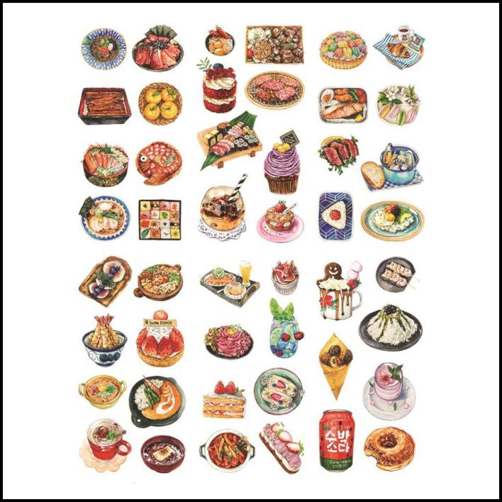 

Various Washi Stickers Stiker Pack Deco Label Bujo Scrapbook Aesthetic - Food N Desserts