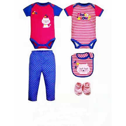 Jumper Tangan Panjang/Pendek Carter Love 5in1 Set / Baju Jumper Bayi Baru Lahir SNI