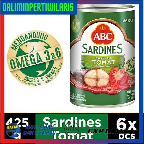 

( BISA COD ) ABC Sarden Saus Tomat 425 gr - Multipack 6 pcs BERGARANSI [Kode 1|Kode 2|Kode 3|Kode