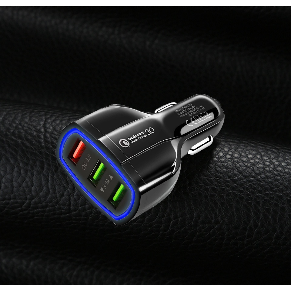 Pengisi Daya Mobil USB Charger HP Mobil Casan Car Lighter Motor  Fast Charge 3.1A 2.1A QC 3.0 3 Ports QC3.0