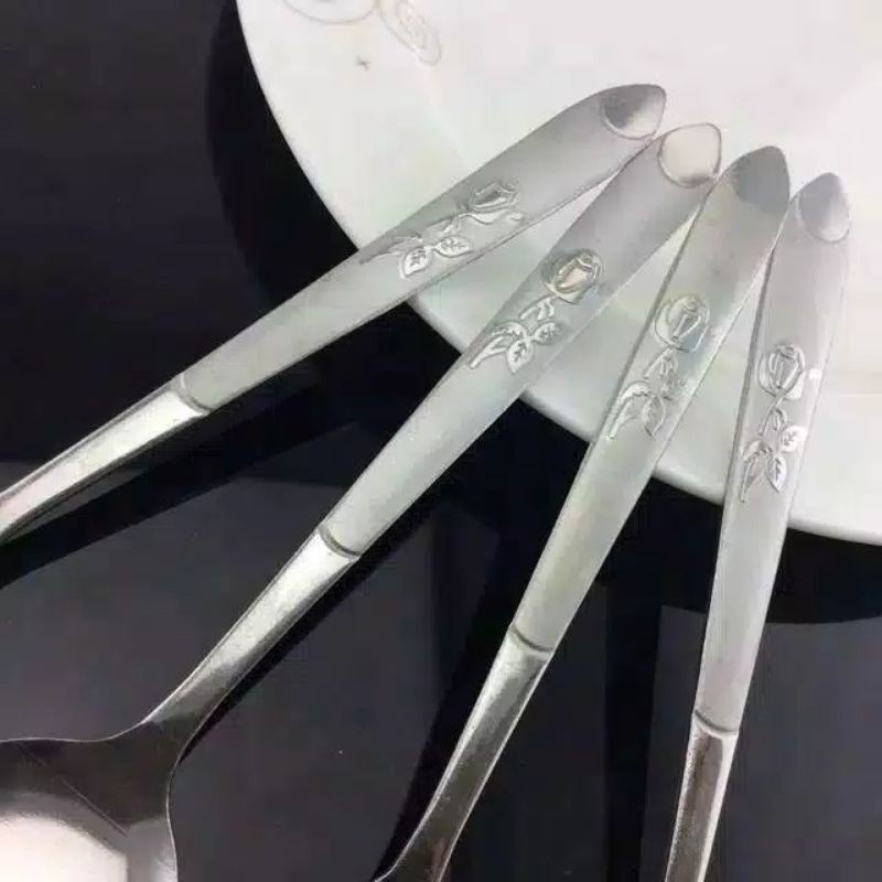 sendok bunga stainless sendok makan besi kokoh