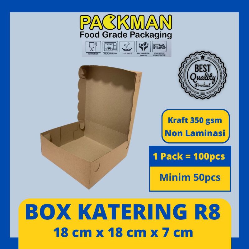 

BOX KATERING KRAFT R8 NON LAMINASI / DUS NASI 18X18 / KOTAK MAKANAN CAKE 350GSM