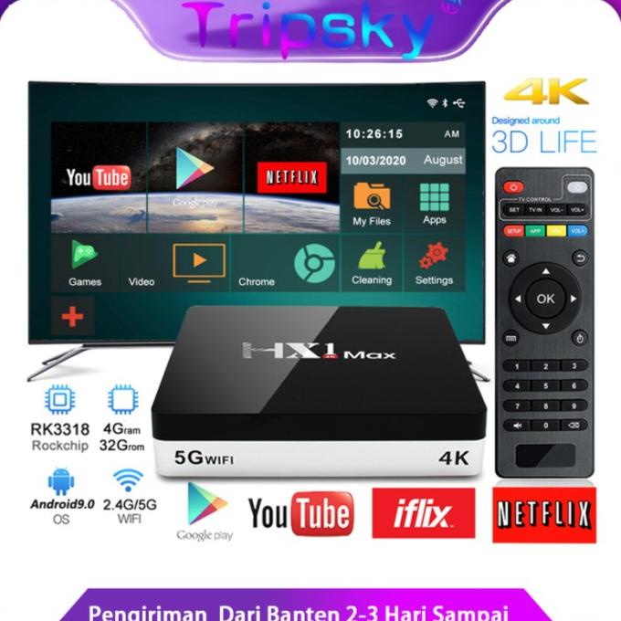Android 10 smart TV BOX HX1max 4k media player 4GB +32GB Full HD - tv