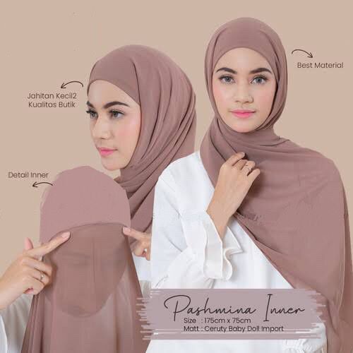 pashmina inner 2in1 ceruty babydoll premium / hijab pashmina inner