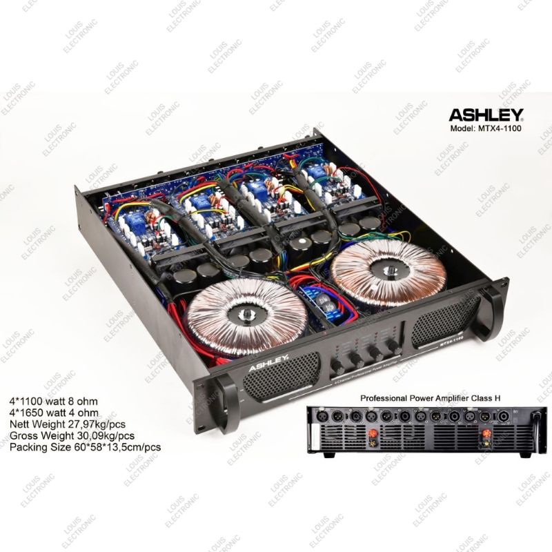 Power ASHLEY MTX4-1100 4 Channel 1100 Watt Power Amplifier ORIGINAL