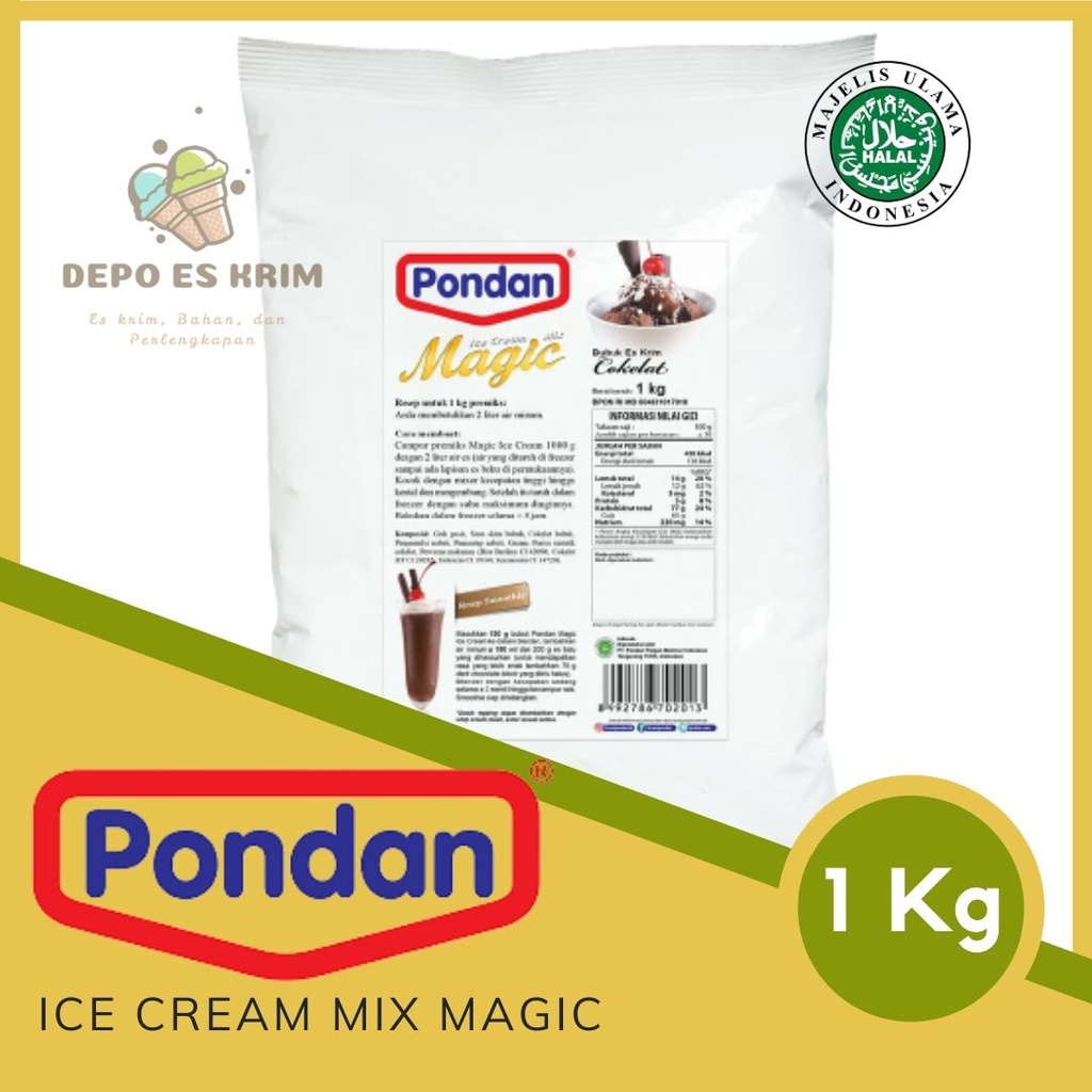 PONDAN Magic Ice Cream 1 Kg ( Bubuk / Bahan / Tepung Premiks Es Krim Bulky 1Kg )