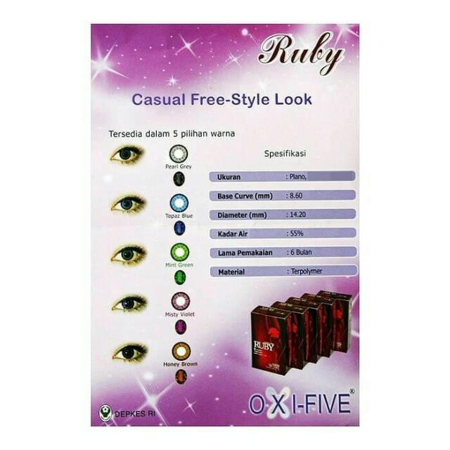 oxifive ruby softlens warna ready minus tinggi -10 untuk mata sensitif lembut kadar air tinggi 55 %