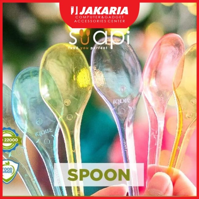 Jual Suapi Sendok Makan Plastik Tebal Bening Transparan Warna Food