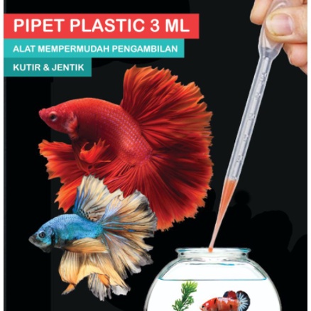 PIPET Plastik 3ml Media Pengambilan Pakan Ikan kutir DM Ncuk Daphnia Magna Kutu Air Ikan cupang