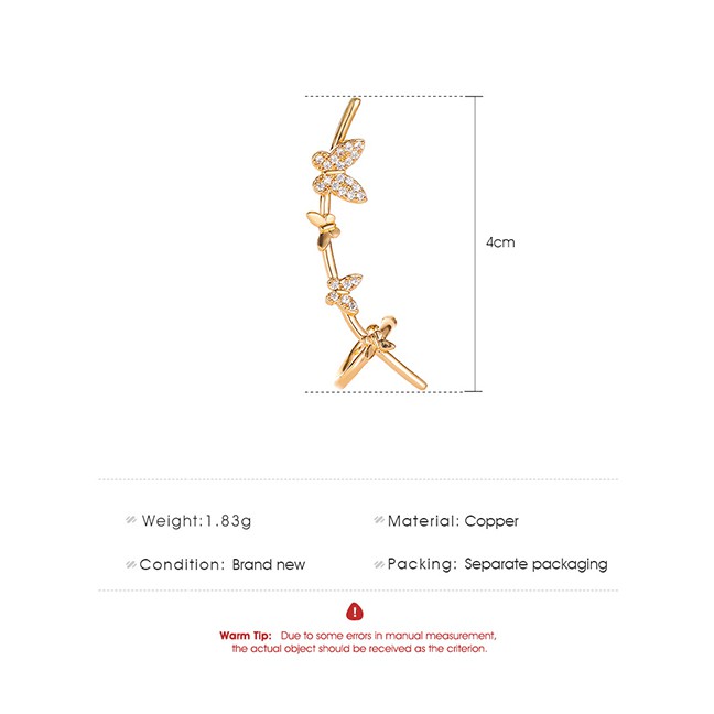LRC Anting Jepit Fashion White K One-piece Diamond-Butterfly P85897