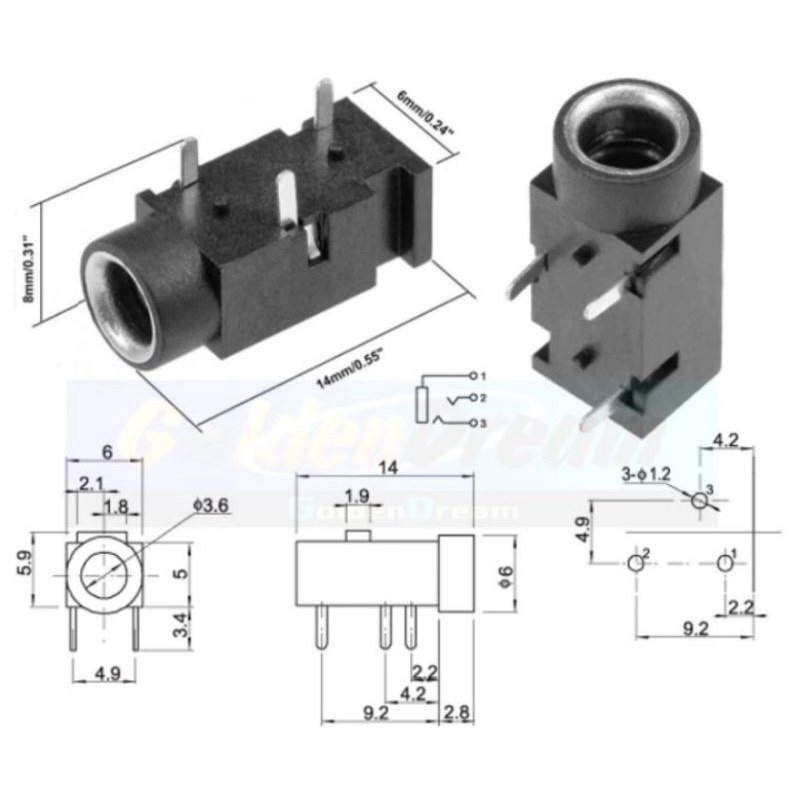 soket audio 3.5mm 3pin aux socket