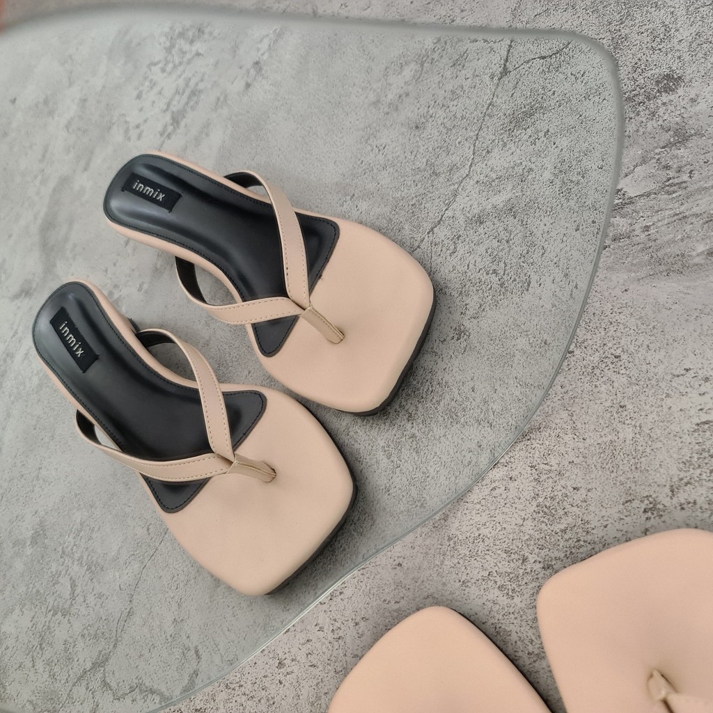 inmix - LYDIA - Premium Imported Material Sandal Jepit Hak 4cm - inmix Rubber Outsole-8