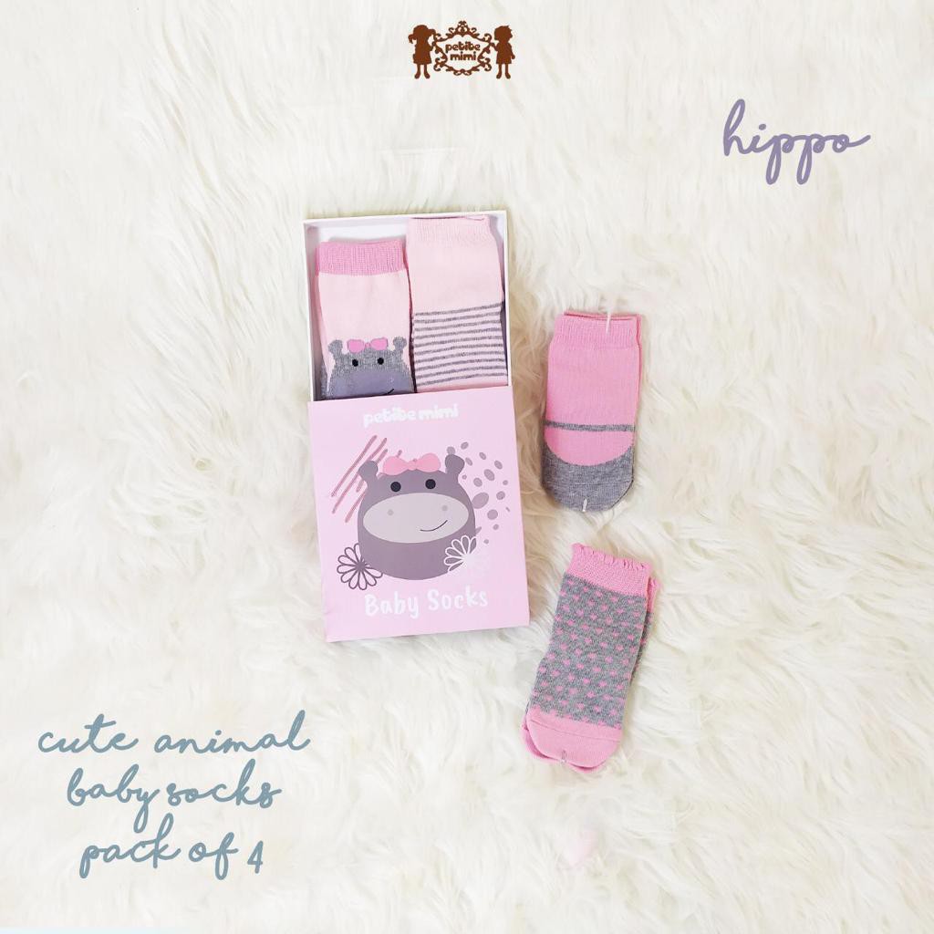 Petite Mimi Kaos Kaki isi 4 pasang 0-12 bulandengan Anti Slip